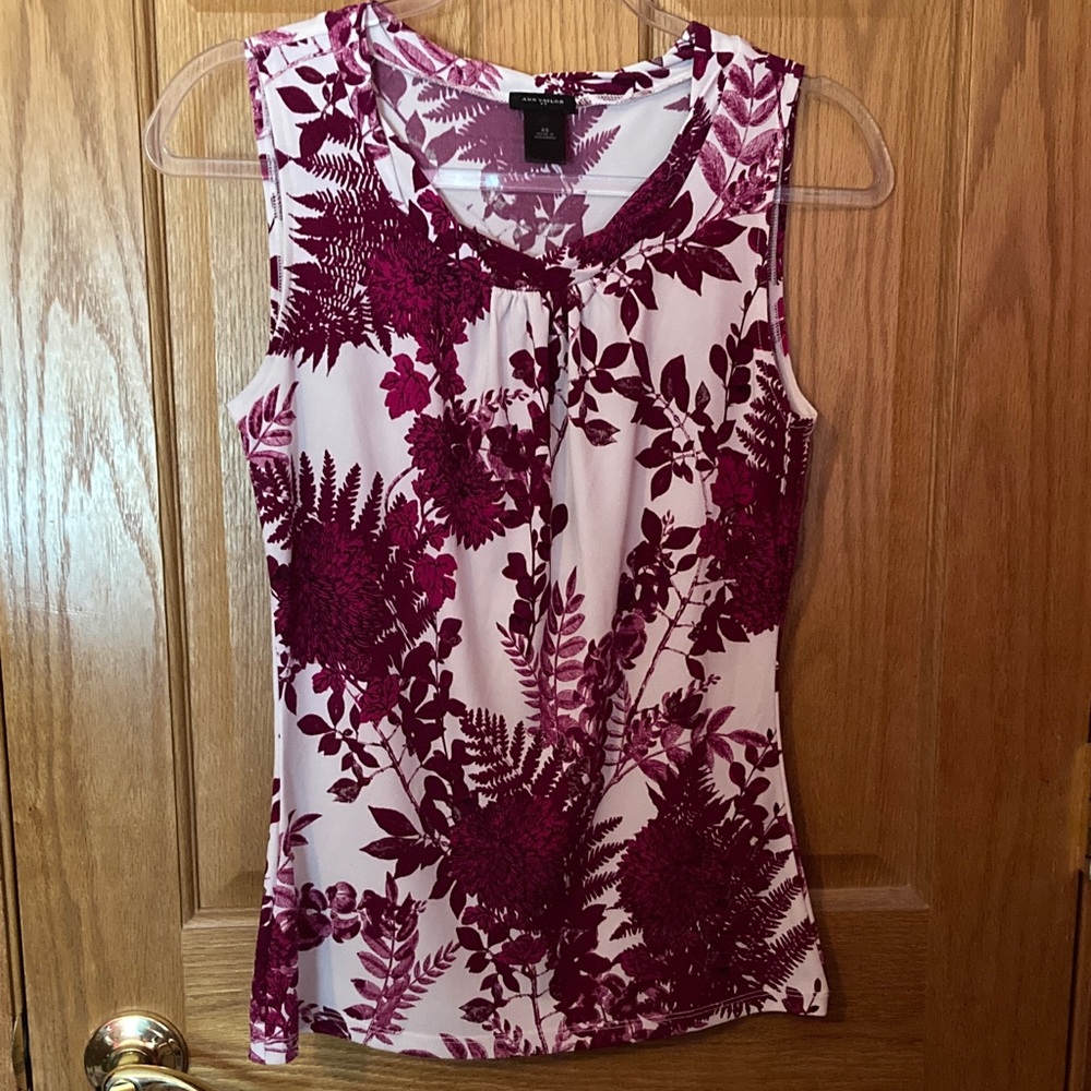 Ann Taylor Burgundy Floral Tank Top